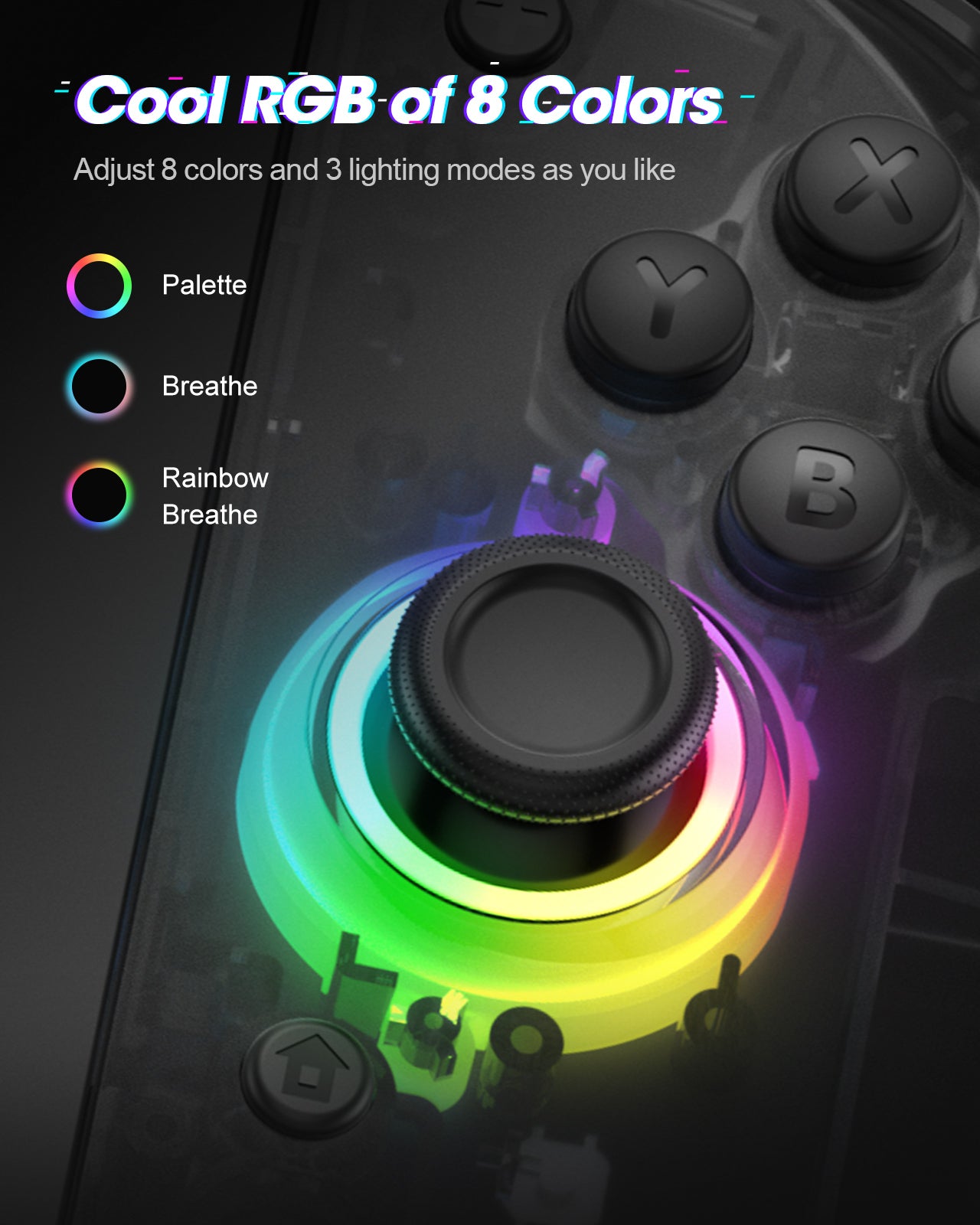 DOYOKY Classic RGB Joycon - Black Semi-transparent