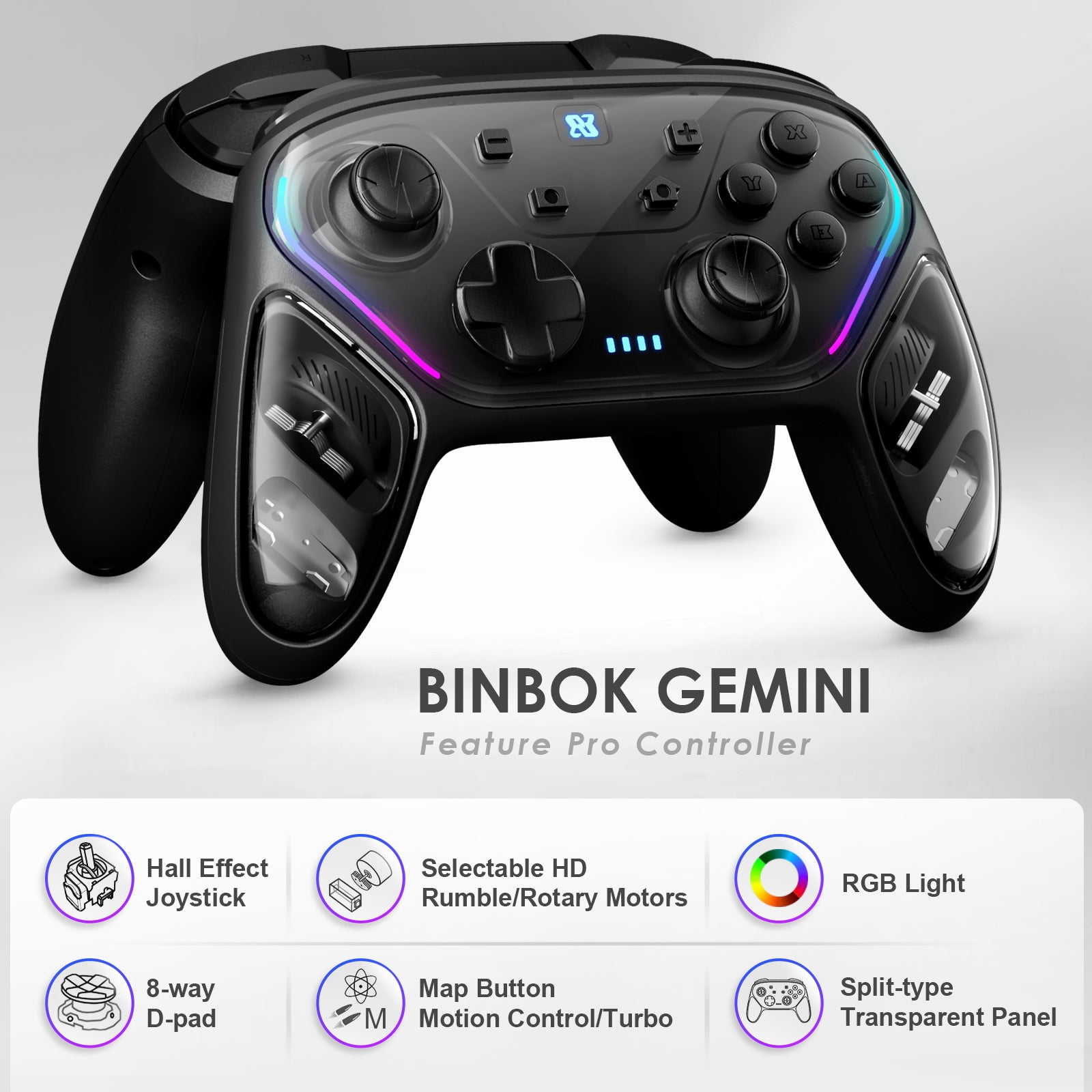 BINBOK GEMINI Feature Pro Controller-Black