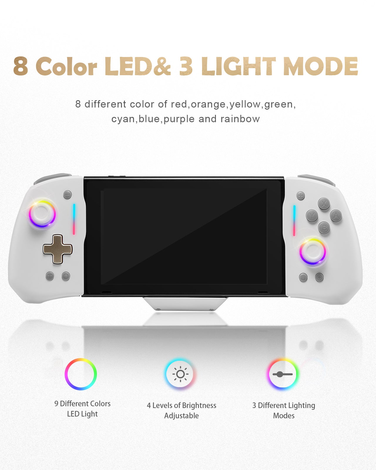 用於 Switch/Switch OLED 的有線 RGB Joycon 控制器 - 透明